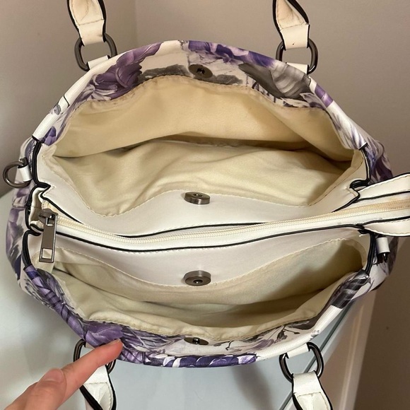 TanJay Purple Floral Faux Leather Shoulder Bag - Picture 7 of 8